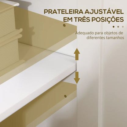 Aparador Mylov com 3 Portas de 120 cm - Branco/Castanho - Design Nórdico