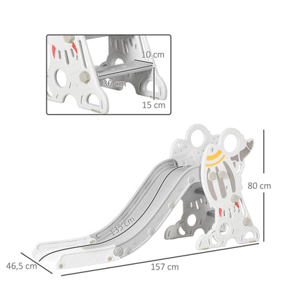 AIYPLAY Escorregador para Crianças de 18-36 Meses com 3 Degraus Antiderrapantes Carga Máxima 30 kg para Interior Casa 157x46,5x80 cm Cinza