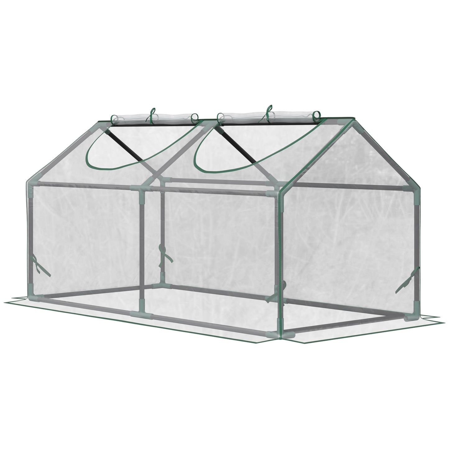 Outsunny Estufa 119x60x60cm Estufa de Jardim com 2 Janelas Enroláveis para Cultivo de Plantas Verduras Flores Transparente