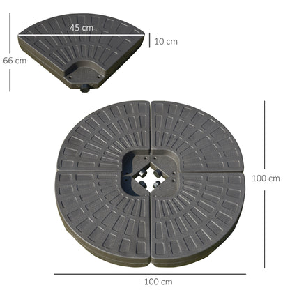 Outsunny Base para Chapéu de Sol em 4 Partes Recarregável com Areia ou Água Desmontável para Jardim Pátio Ar Livre 100x100x10,5cm Marrom