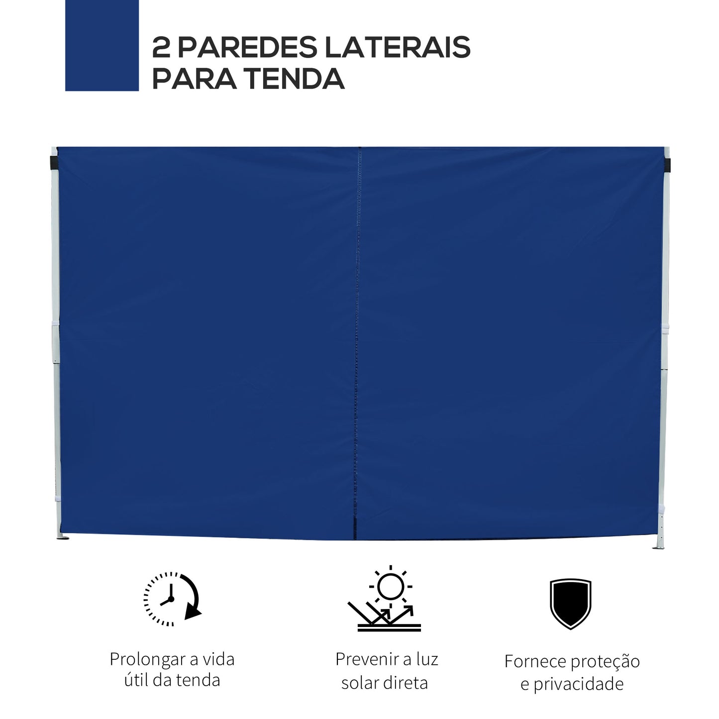 Outsunny 2 Paredes Laterais para Tenda 3x2 m Parede Lateral de Tecido Oxford com 2 Janelas Apto para tendas 3x3 m e 3x6 m Azul