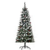 HOMCOM Árvore de Natal Artificial 150cm Ignífugo com 408 Ramos 28 Bagas 24 Pinhas Folhas de PVC e Suporte Metálico Decoração de Natal para Interiores Verde