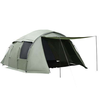 Outsunny Tenda de Campismo para 4-6 Pessoas Tenda de Campismo com Varas de Alumínio Impermeável PU2000 Proteção UV30+ e Bolsa de Transporte 610x385x220 cm Verde