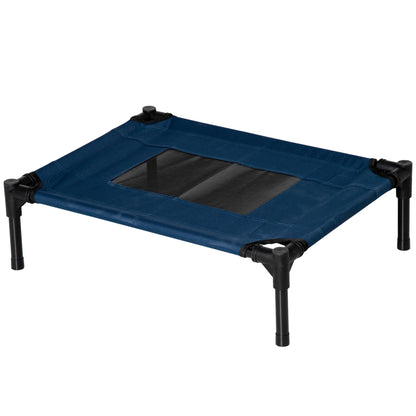 PawHut Cama para Animais de Estimação Cama Elevada para Cães Gatos Portátil Tecido Transpirável para Exterior Interior 64x46x18cm Azul