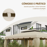 Outsunny Toldo de Substituição para Pérgola 400x300 cm Teto de Substituição para Pérgolas Exterior com Duplo Teto e 8 Orifícios de Drenagem Bege