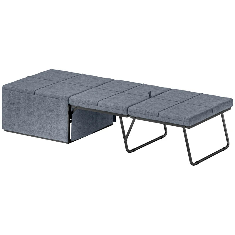 Cama Dobrável "Açores" com Capa de Proteção - Cinza - 180x68 cm - Metal e Espuma - Design Versátil