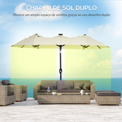 Guarda-Sol Duplo "Skagen" com Luzes LED - 280x146x227 cm - Bege