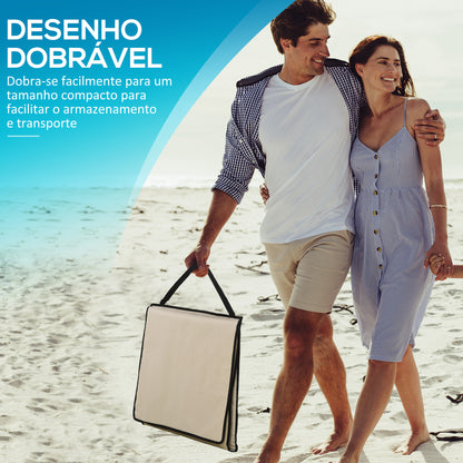 Outsunny Conjunto de 2 Esteiras de Praia Dobrável Esteiras Acolchoadas com Encosto Reclinável e Bolsa de Transporte para Jardim Campismo 142x51x40 cm Bege