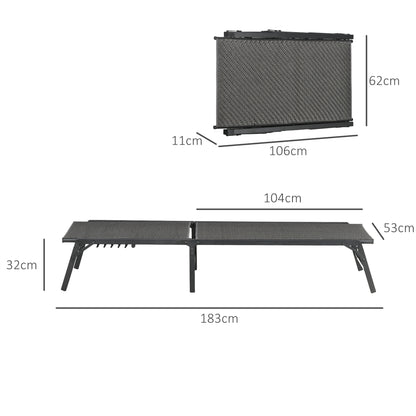 Outsunny Espreguiçadeira Dobrável Espreguiçadeira para Jardim com Encosto Ajustável em 5 Níveis e Estrutura de Aço Carga 150 kg Tecido Inspirado em Vime para Pátio Terraço 183x62x32 cm Cinza