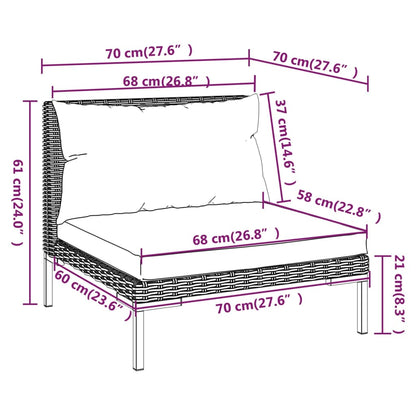 10 pcs conj. lounge jardim c/ almofadões vime PE cinza - escuro - Leva - Me - Contigo