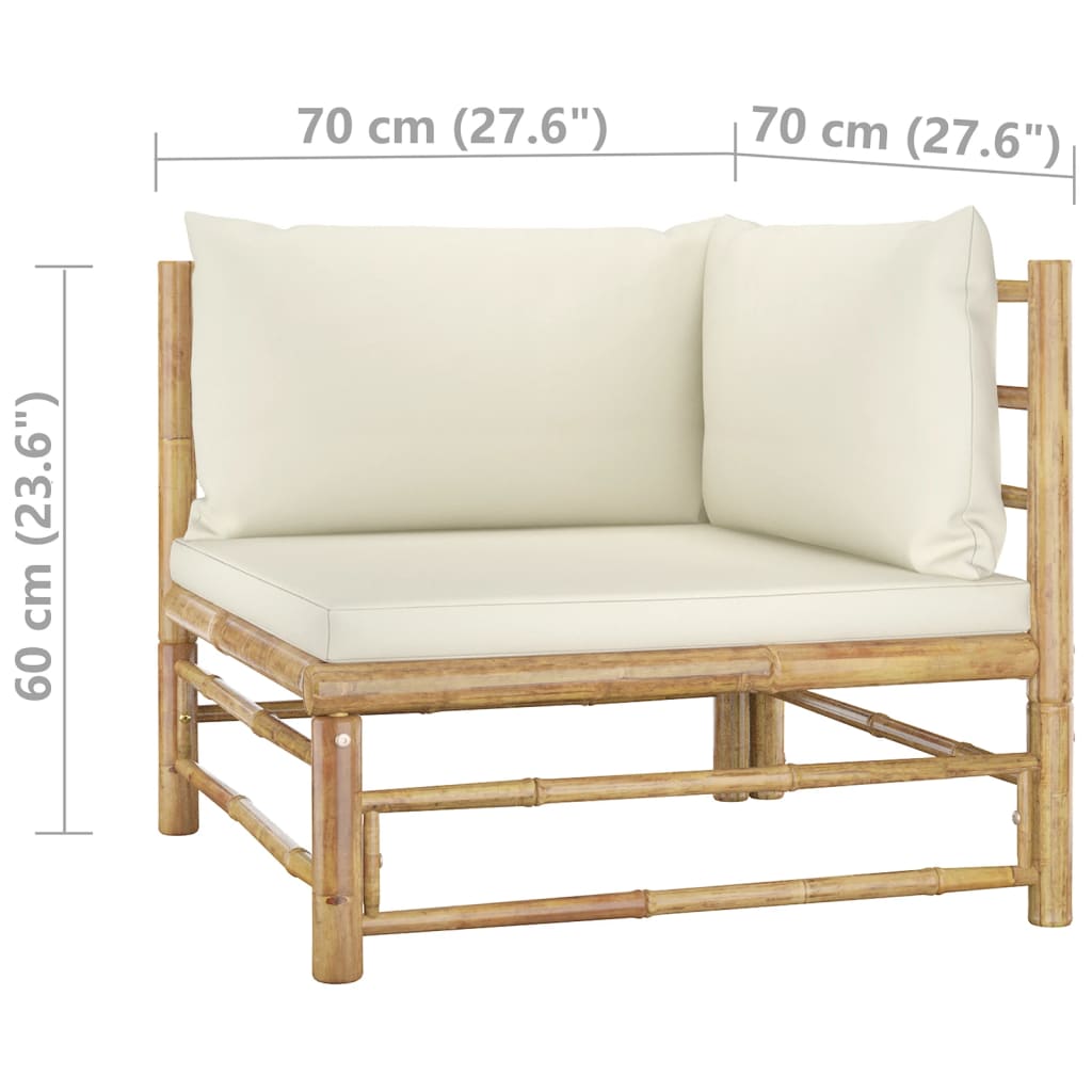 10 pcs conj. lounge jardim em bambu c/ almofadões branco nata - Leva - Me - Contigo