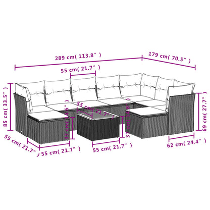 10 pcs conj. sofás jardim c/ almofadões vime PE bege misturado - Leva - Me - Contigo