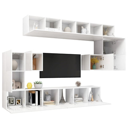 10 pcs conjunto de móveis de TV contraplacado branco - Leva - Me - Contigo