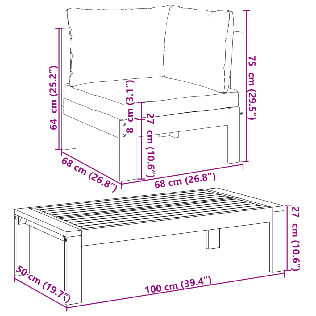 10 pcs conjunto de sofás de jardim com almofadões acácia maciça - Leva - Me - Contigo