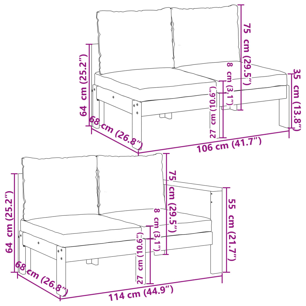 10 pcs conjunto de sofás de jardim com almofadões acácia maciça - Leva - Me - Contigo