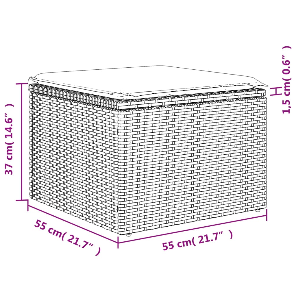 10 pcs conjunto de sofás p/ jardim com almofadões vime PE bege - Leva - Me - Contigo