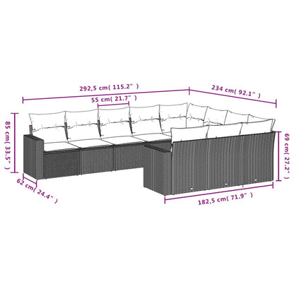 10 pcs conjunto de sofás p/ jardim com almofadões vime PE bege - Leva - Me - Contigo