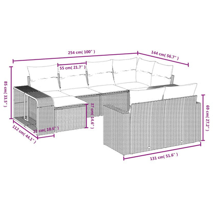 10 pcs conjunto de sofás p/ jardim com almofadões vime PE bege - Leva - Me - Contigo