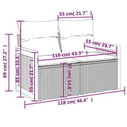 10 pcs conjunto de sofás p/ jardim com almofadões vime PE bege - Leva - Me - Contigo