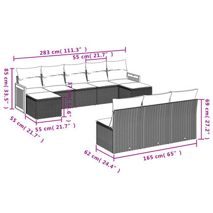 10 pcs conjunto de sofás p/ jardim com almofadões vime PE bege - Leva - Me - Contigo