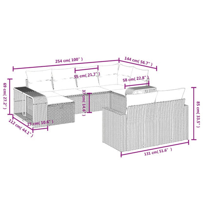 10 pcs conjunto de sofás p/ jardim com almofadões vime PE bege - Leva - Me - Contigo