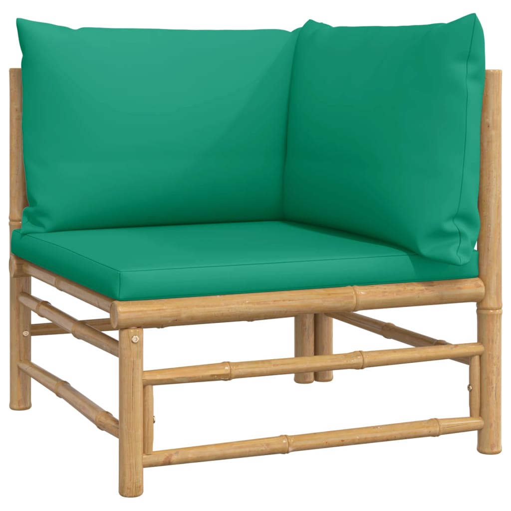 10 pcs conjunto lounge de jardim bambu c/ almofadões verdes - Leva - Me - Contigo