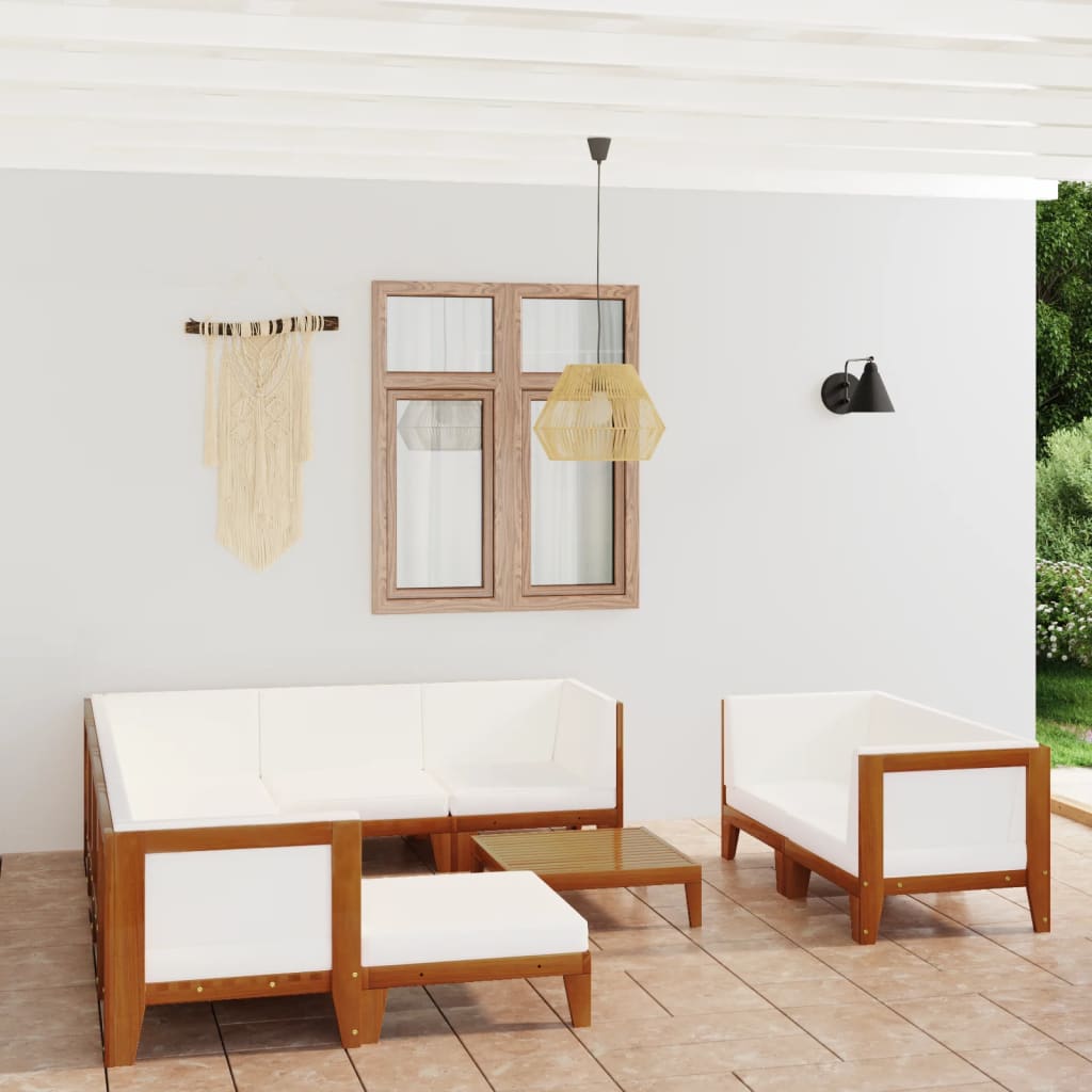 10 pcs conjunto lounge de jardim c/ almofadões acácia maciça - Leva - Me - Contigo