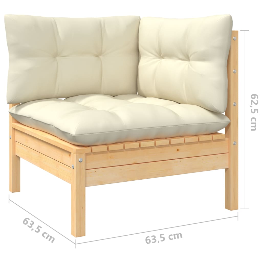 10 pcs conjunto lounge de jardim c/ almofadões cor creme pinho - Leva - Me - Contigo