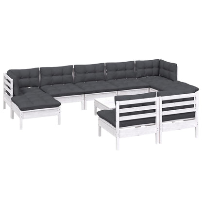 10 pcs conjunto lounge de jardim c/ almofadões pinho branco - Leva - Me - Contigo