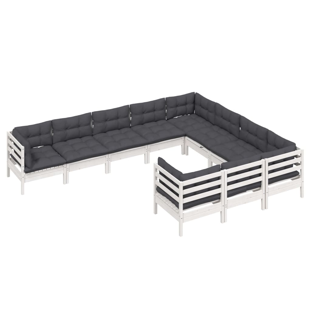 10 pcs conjunto lounge de jardim c/ almofadões pinho branco - Leva - Me - Contigo