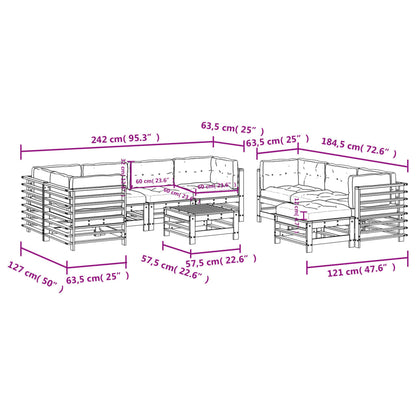 10 pcs conjunto lounge de jardim c/ almofadões pinho impregnado - Leva - Me - Contigo