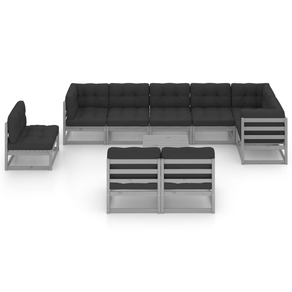 10 pcs conjunto lounge de jardim c/ almofadões pinho maciço - Leva - Me - Contigo