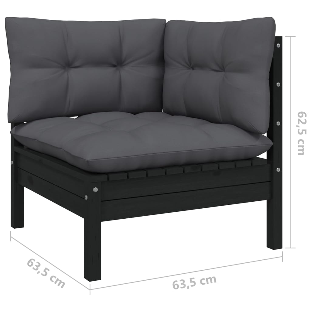 10 pcs conjunto lounge de jardim c/ almofadões pinho preto - Leva - Me - Contigo