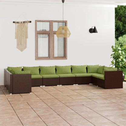 10 pcs conjunto lounge de jardim c/ almofadões vime PE castanho - Leva - Me - Contigo