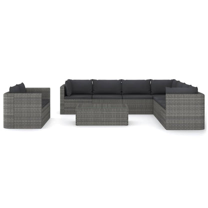 10 pcs conjunto lounge de jardim c/ almofadões vime PE cinzento - Leva - Me - Contigo