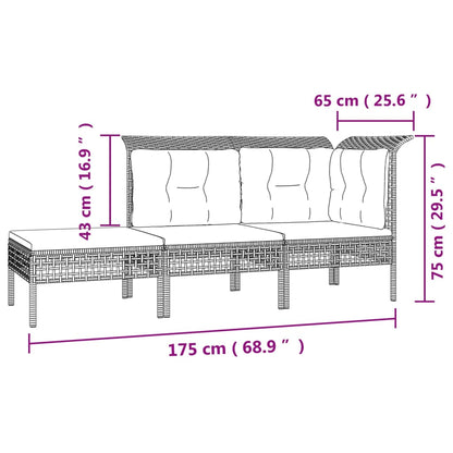 10 pcs conjunto lounge de jardim c/ almofadões vime PE cinzento - Leva - Me - Contigo