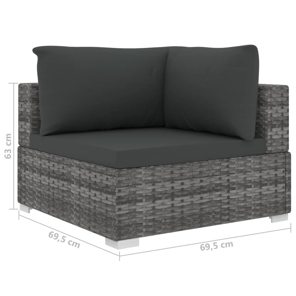 10 pcs conjunto lounge de jardim c/ almofadões vime PE cinzento - Leva - Me - Contigo