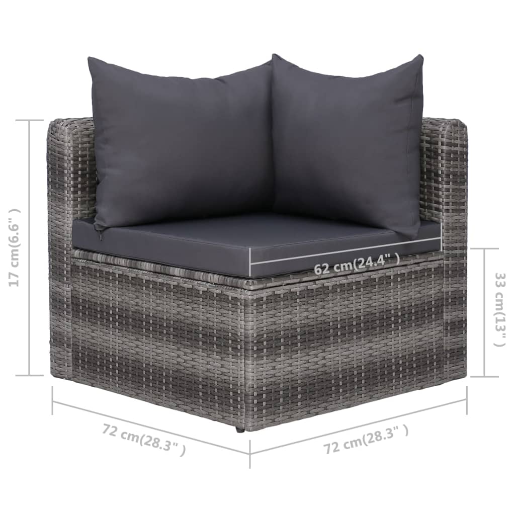 10 pcs conjunto lounge de jardim c/ almofadões vime PE cinzento - Leva - Me - Contigo