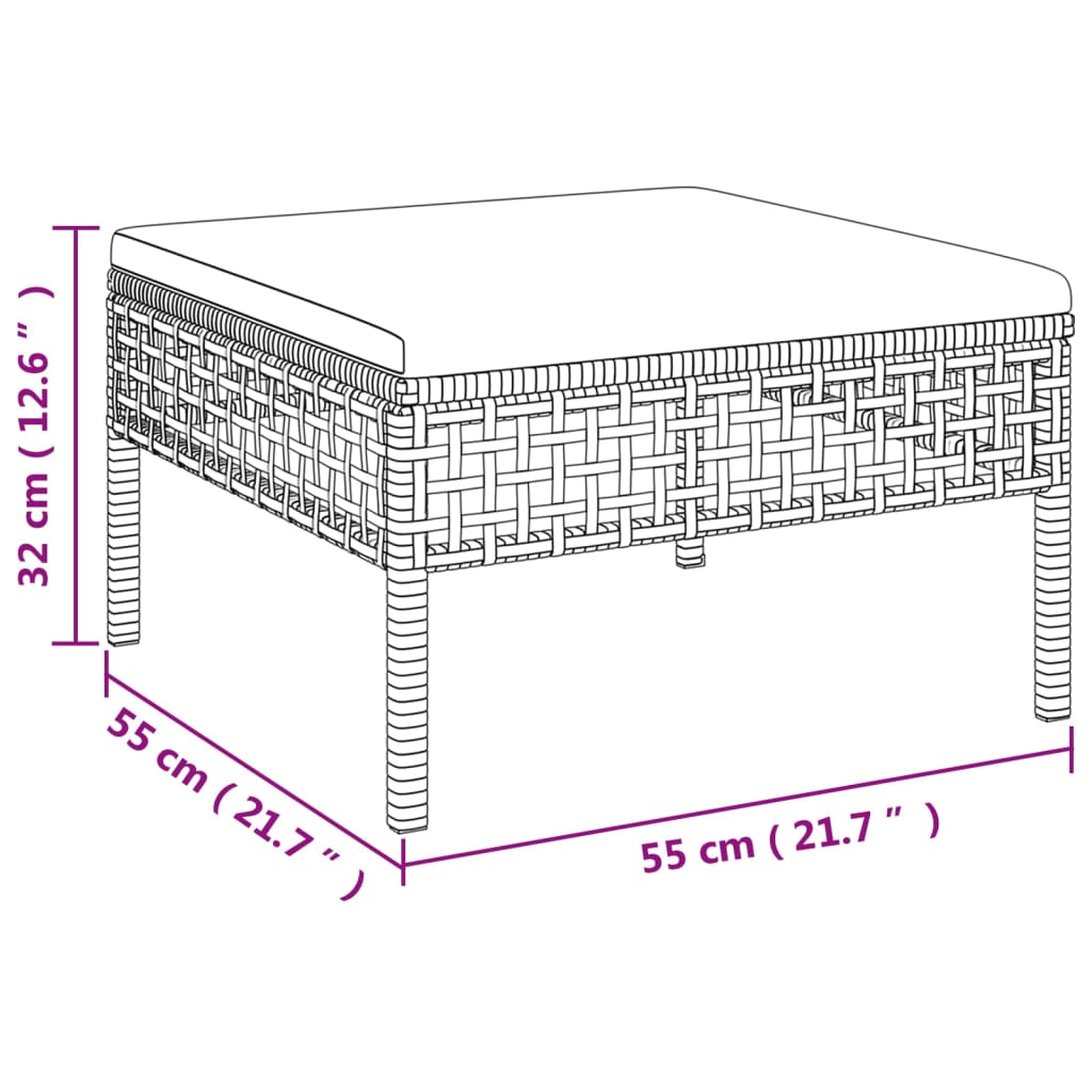 10 pcs conjunto lounge de jardim c/ almofadões vime PE cinzento - Leva - Me - Contigo