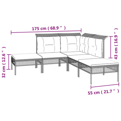 10 pcs conjunto lounge de jardim c/ almofadões vime PE cinzento - Leva - Me - Contigo