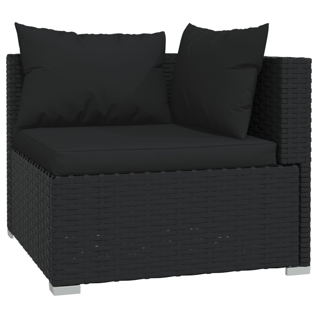 10 pcs conjunto lounge de jardim c/ almofadões vime PE preto - Leva - Me - Contigo