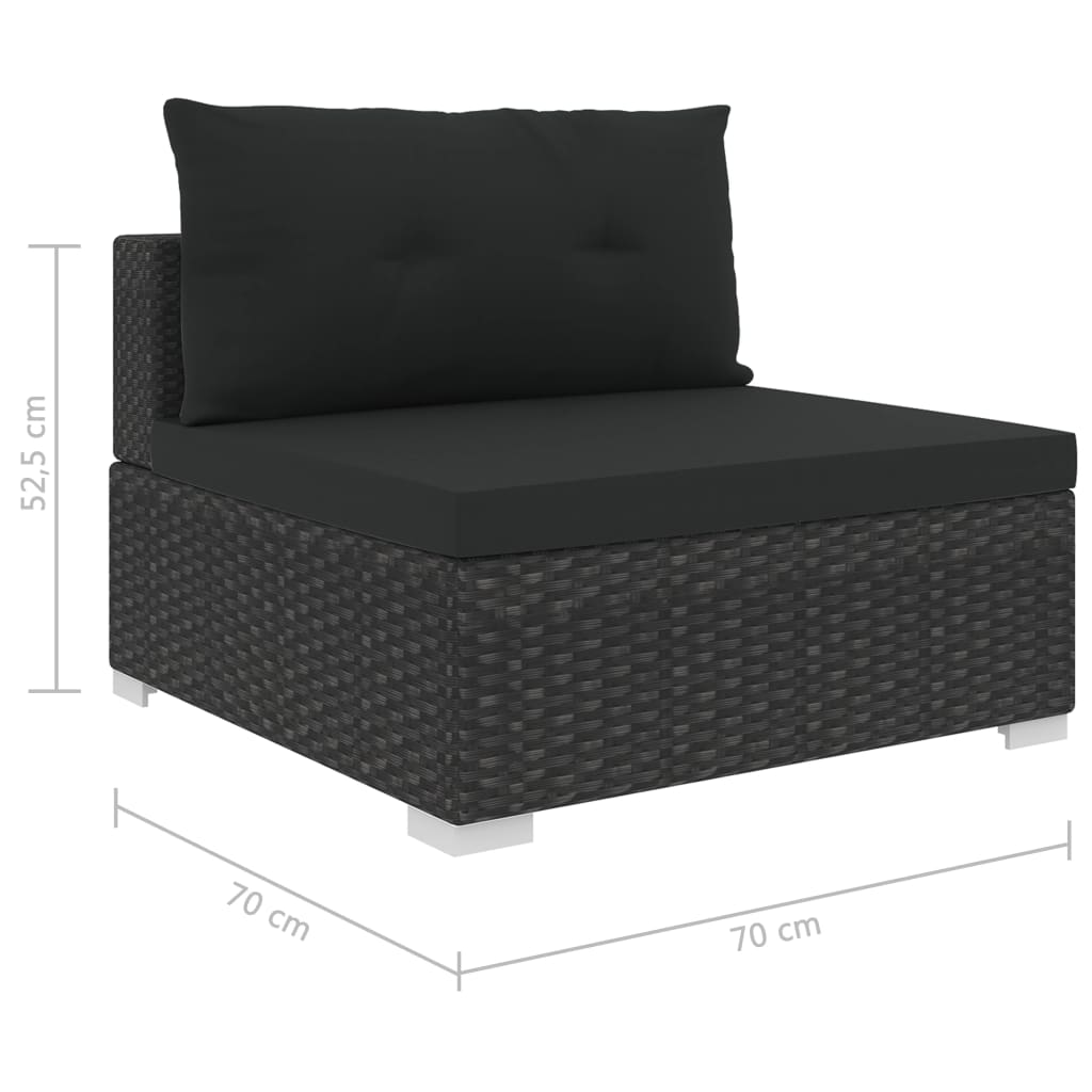 10 pcs conjunto lounge de jardim c/ almofadões vime PE preto - Leva - Me - Contigo