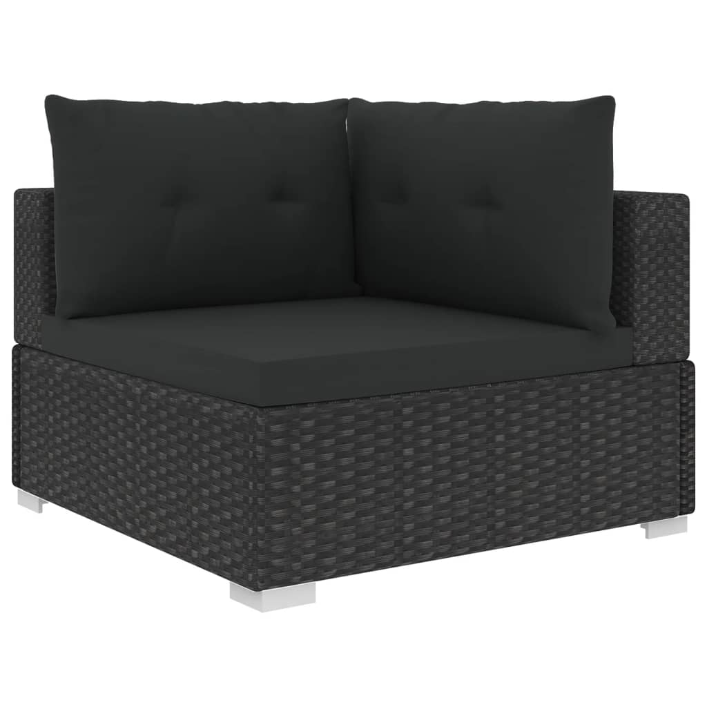 10 pcs conjunto lounge de jardim c/ almofadões vime PE preto - Leva - Me - Contigo