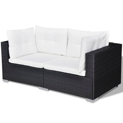 10 pcs conjunto lounge de jardim c/ almofadões vime PE preto - Leva - Me - Contigo