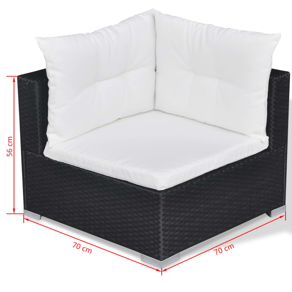 10 pcs conjunto lounge de jardim c/ almofadões vime PE preto - Leva - Me - Contigo