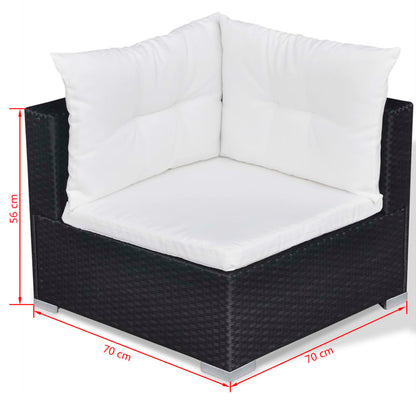 10 pcs conjunto lounge de jardim c/ almofadões vime PE preto - Leva - Me - Contigo