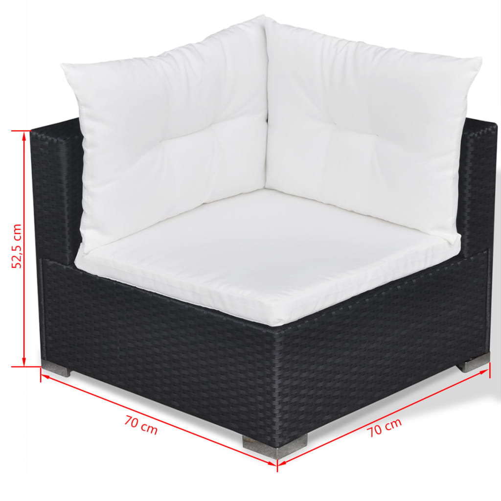 10 pcs conjunto lounge de jardim c/ almofadões vime PE preto - Leva - Me - Contigo