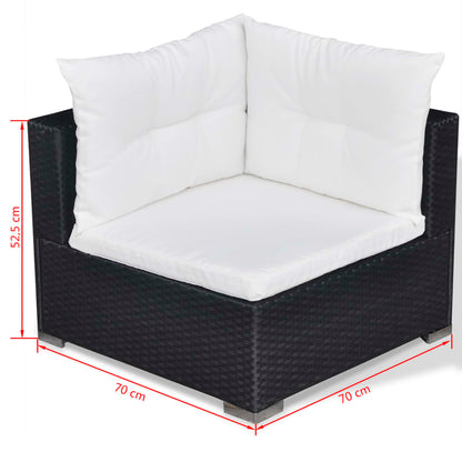 10 pcs conjunto lounge de jardim c/ almofadões vime PE preto - Leva - Me - Contigo