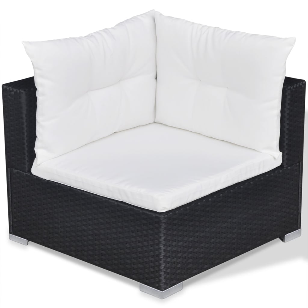 10 pcs conjunto lounge de jardim c/ almofadões vime PE preto - Leva - Me - Contigo