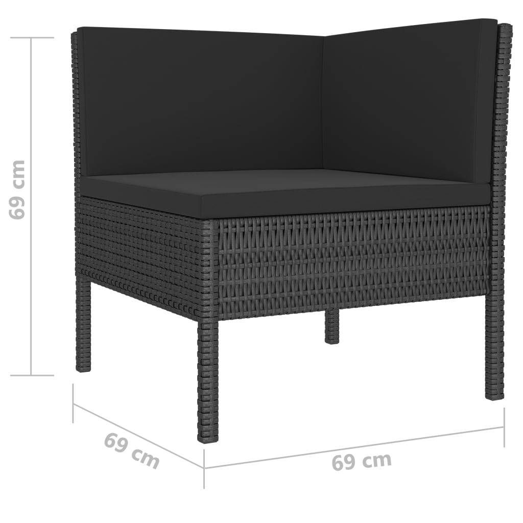 10 pcs conjunto lounge de jardim c/ almofadões vime PE preto - Leva - Me - Contigo